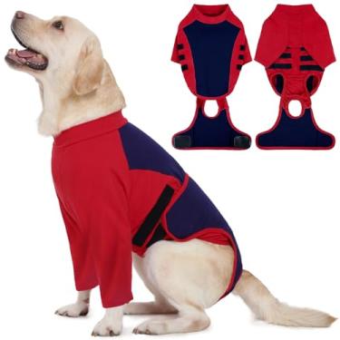 Imagem de LeLePet Terno de recuperação para cães após a cirurgia, ternos fêmeas esterilizados e masculinos, macacão de cachorro para cirurgia que evita lamber, respirável e macio para recuperação com pernas