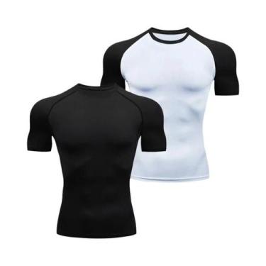 Imagem de Camisetas De Compressão Masculinas De Verão Manga Curta Para Academia 