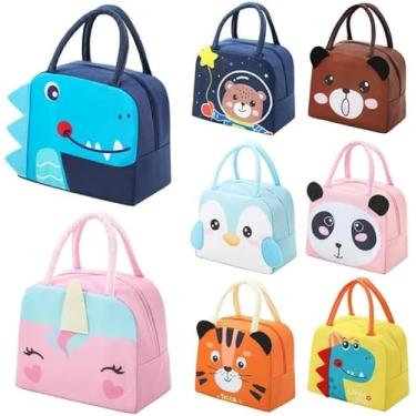 Imagem de Lancheira Térmica Infantil 3D Bolsa Escolar com Estampa de Animais Impermeável com Alça para Marmita (Amarelo Dinossauro)