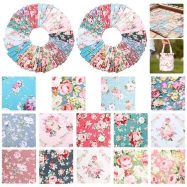 Imagem de Pacote de berloques de 126 peças para acolchoamento, 12,7 cm, tecido 100% algodão, quadrado, pré-cortado, acolchoado, patchwork, floral, para costura, faça você mesmo, projeto de artesanato, cobertor