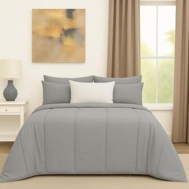 Imagem de Edredom Queen Percal 400 Fios Extra Grosso Hotel Premium – Toque Ultra Macio (Cinza)