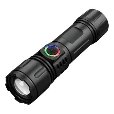 Imagem de Lanterna Tática Portátil LED com Luz RGB e Carregamento USB – Potente, Recarregável, Compacta e Ideal para Uso Diário, Emergências