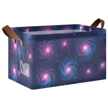 Imagem de Caixas de armazenamento Galaxy Swirling Deep Blues grandes para armazenamento de cobertores, caixas de armazenamento de brinquedos para armazenamento e organização de trailers, 17 x 29 x 25 cm, 1