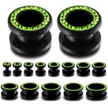 Imagem de (1 par) 8G, 3 mm, 6G, 4 mm, 4 g, 5 mm a 0 g, 8 mm, 00 g, 10 mm a 1 polegada, 26 mm, alargadores de orelha de zircônia cúbica