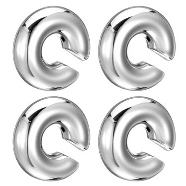 Imagem de Sibba 4 peças de brincos de orelha grossos prateados para mulheres, meias de Natal, sem piercing, prendedor de cartilagem, brincos grossos em forma de C para presentes de Natal