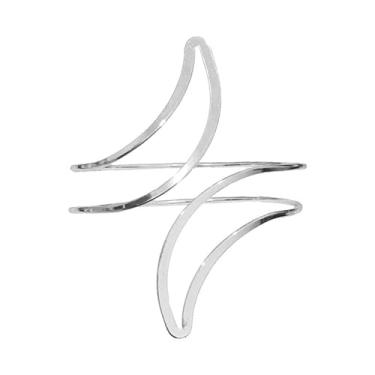 Imagem de Progresssail Pulseira feminina de braço ajustável de extremidade aberta em ouro ou prata design espiral estilo boho joia de braço empilhável para festival, festa de casamento, One Size, Metal, Sem