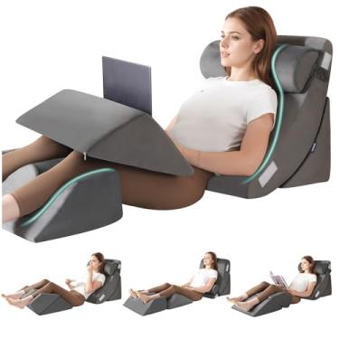 Imagem de 5 almofadas de cunha para dormir, almofadas ortopédicas para cama após cirurgia, almofada triangular de espuma para sentar nas costas, pescoço, suporte de ombro, elevação da perna, refluxo ácido, Gerd