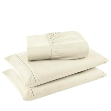 Imagem de Conjuntos de Roupas de Cama 3 peças Fronha Ponto Palito Tecido Macio (Palha,King Size)