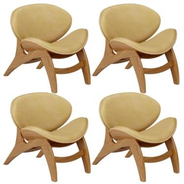 Imagem de Kit 4 Poltronas Decorativa Orgânica Sala Living Kadosh L02 Couríssimo Fendi - Lyam Decor