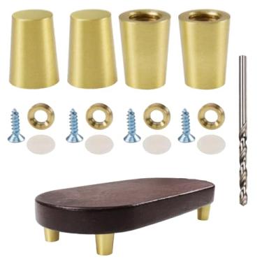 Imagem de Nihfien Conjunto de 4 peças de pés de tábua de corte de latão em forma cônica para bandeja de exibição de nogueira, tábua de corte, caixa de joias, utensílios de cozinha e vários móveis (30 mm)