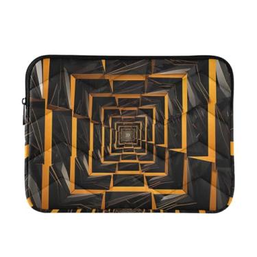 Imagem de Bolsa de laptop acolchoada geométrica espiral metálica, bolsa durável para transporte, escritório, bolsa masculina para computador de 33 a 35 cm