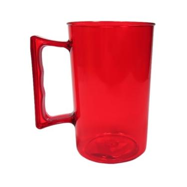 Imagem de Kit 30 Copos Acrílico Liso Para Chopp 350ml Caneca Para Cerveja Com Alça (Vermelho)