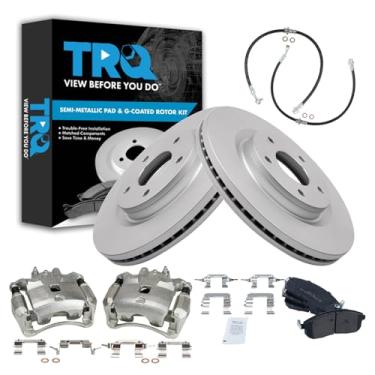 Imagem de TRQ Kit de pastilha de freio frontal e rotor premium G-Coated Semimetálico Compatível com Nissan Sentra 2017-2019
