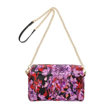 Imagem de Joitme Bolsas de ombro femininas vermelhas roxas pretas bolsa tiracolo para telefone linda bolsa de ombro de couro PU com alça de corrente