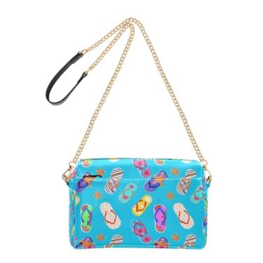 Imagem de Joitme Bolsa feminina tiracolo bolsa para celular linda bolsa de ombro de couro PU alça de corrente chinelos coloridos de bolinhas