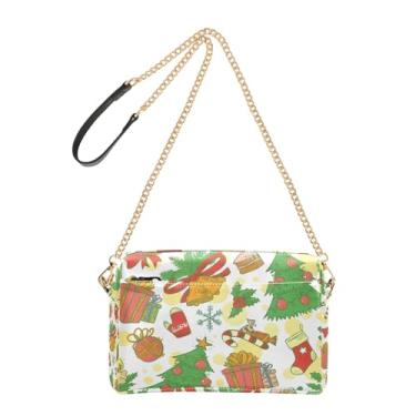 Imagem de Bolsa feminina transversal bolsa para celular linda bolsa de ombro de couro PU alça de corrente bonito presente de Natal desenho animado
