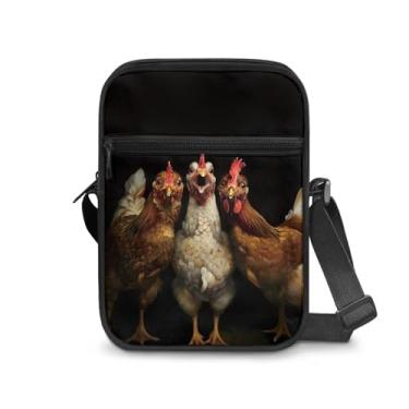 Imagem de CLOHOMIN Bolsa mensageiro para mulheres pequena bolsa tiracolo masculina bolsa tiracolo para chave óculos organizadores de cartões de crédito presentes de férias, Frango