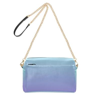 Imagem de Joitme Bolsa tiracolo feminina para celular verde azul médio roxo gradiente alça de couro PU bolsa de ombro