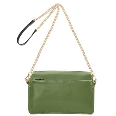 Imagem de Joitme Bolsa de ombro feminina transversal verde-oliva escura para celular bolsa de couro PU alça de corrente