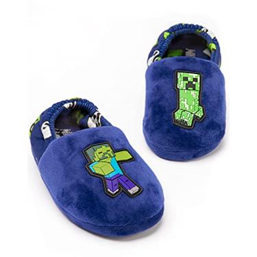 Imagem de Minecraft Pantufas infantis Blue Creeper vs Zombie TNT House Shoes, Azul, 14
