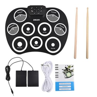 Imagem de Dioche Conjunto de Bateria Eletrônica Hand Roll Drum 9 Pads Interface MIDI Kit de Almofada de Prática Portátil Com Baquetas Pedal para Performance Em Palco Doméstico Jogos DTX