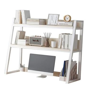 Imagem de Estante de mesa de 2 camadas para mesa de computador – estante trapezoidal para mesa, organizador multiuso, prateleira de mesa ajustável, prateleira de exibição de escritório/dormitório (Co