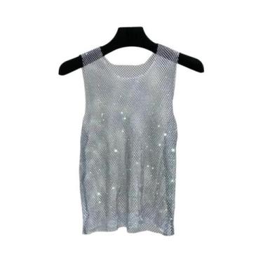 Imagem de Camiseta De Verão Y2K Para Mulheres Com Brilho De Diamante, Camisa De 