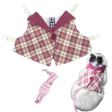 Imagem de Conjunto de roupas e coleira de coelho para animais de estimação, roupas fofas de estilo escolar à prova de fuga, adequado para coelhos, porquinhos-da-índia, furões e outros animais pequenos (M