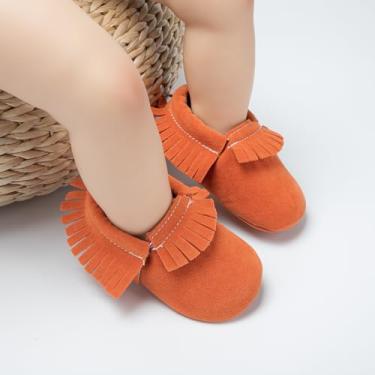 Imagem de Botas infantis com borla de caubói e sola macia antiderrapante para bebês meninas primeiro andador berço, sapatos ao ar livre, A01/marrom claro, 12-18 Months Toddler