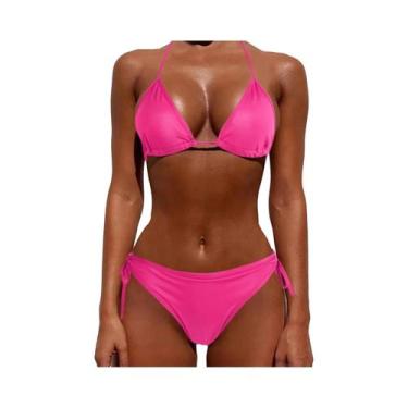 Imagem de Biquíni Feminino De Verão Leve Com Cintura Alta Em Cor Sólida Moda Sex