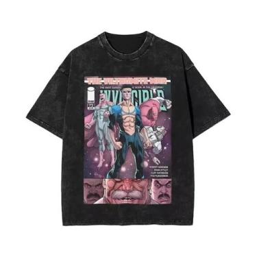 Imagem de Camiseta Gráfica Masculina Retro Invencível Com Estampa De Desenho Ani