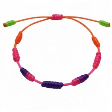Imagem de Pulseira Misto Laranja Com Rosa De Sete 7 Nós Kabbalah Para Afastar O Mal, Tira Olho Gordo - Oferta