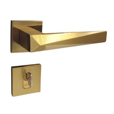Imagem de Fechadura porta externa quarto sala pado ascot dourado escovado maquin