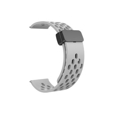 Imagem de KAVJU Pulseira magnética de silicone de 22 mm, 20 mm e 18 mm para Huawei GT5 GT5 Pro, GT4, GT3, 46 mm, respirável para Huawei Watch GT5 GT4 de 41 mm (cinza claro-B, 18 mm)