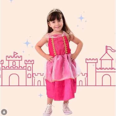 Imagem de Fantasia Infantil Princesa Rosa, Vestido menina, Traje para Meninas - Tam P 4 anos carnaval aniversário