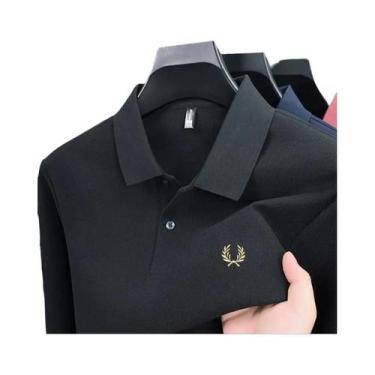 Imagem de Camisa Polo Masculina De Algodão De Alta Qualidade Com Manga Longa Mod