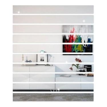 Imagem de Kit 10 Espelhos Acrílicos em Listras Decorativo  Sala Quarto Montável 