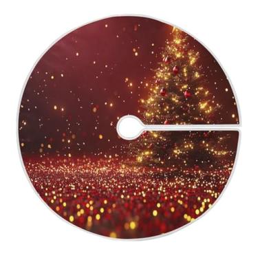 Imagem de Blueangle Saia de poliéster macio para árvore de Natal com estrelas brilhantes de 90 cm para decoração de árvore de Natal (482)