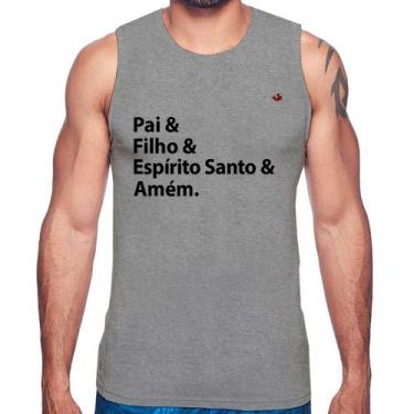 Imagem de Regata Pai, Filho, Espírito Santo, Amém - Foca na Moda, Cinza, P