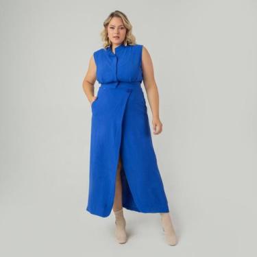 Imagem de Conjunto susie cropped e saia em crepe feminino - Susie Modas, Azul es