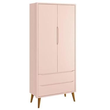 Imagem de Guarda Roupa Infantil Theo 2 Portas Rosa com Pés Amadeirados  Reller