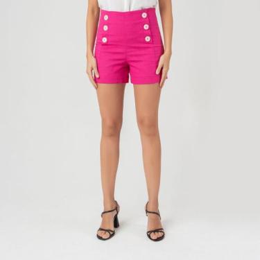 Imagem de Short susie cintura alta linho feminino - Susie Modas, Pink, P, 10 uni