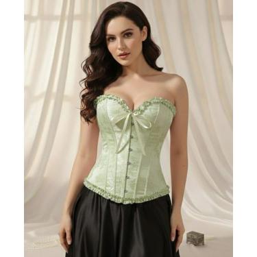 Imagem de Espartilho Corpete Corset Cinta Modela Cintura Brocado Sexy - Modas Fa