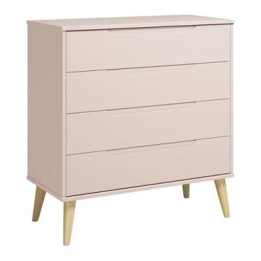 Imagem de Cômoda Gaveteiro Retrô Elfe Rosa Acetinado Natural - Reller