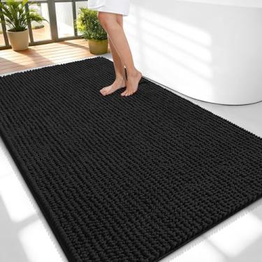 Imagem de OLANLY Tapetes de banheiro espessos 139 x 89 cm, tapetes de banho de chenille absorventes extramacios, suporte de borracha, lavar à máquina, secar na máquina, tapetes de banho para piso de banheiro