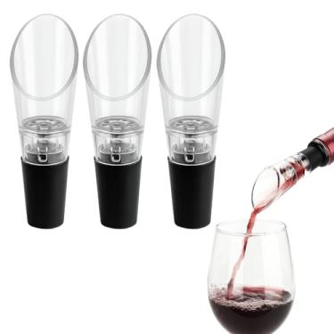 Imagem de Pacote com 3 aeradores de vinho, bico profissional sem gotejamento, arejador de vinho tinto para decantação instantânea, sabor aprimorado, aroma preto
