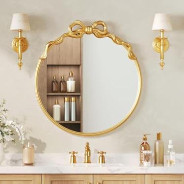 Imagem de CozyDH Espelho de parede redondo dourado 53 cm - Decoração de parede grande decorativa vintage com moldura de metal, ideal para entrada, lareira, sala de estar, corredor, banheiro