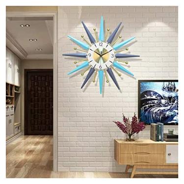 Imagem de Relógio de parede grande de metal, art déco, redondo, personalizado, mudo, sem tique-taque, para sala de estar, cozinha, quartos, escritório, café, bar