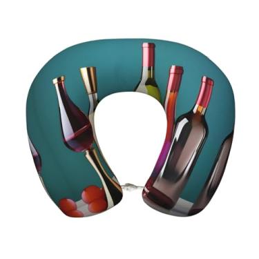 Imagem de XLLingL Copos de coquetel e vinho, estampa sem fundo de vinho, travesseiro de viagem para avião, almofadas de pescoço de espuma viscoelástica, essencial de viagem