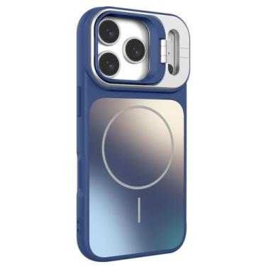 Imagem de Capa magnética para iPhone 17/17 Air/17 Pro/17 Pro Max, função de suporte de proteção de câmara capa fina capa protetora contra quedas de PC fosco resistente a quedas (azul, 11 7 Pro